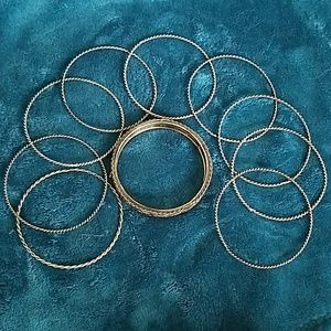 Set of 10 Vintage Metal Bangle Bracelets